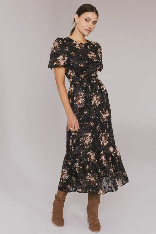 Midi dresses with one - shoulder designs for a modern and asymmetric style Mirren Floral Midi Dress