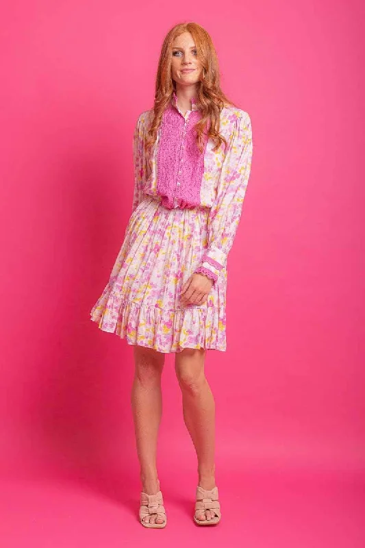 Animal print mini dresses for a bold statement Allie Mini Shirt Dress Pink Floral
