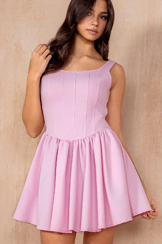 Mini dresses with cut - out details for a trendy look Hollie Pink Milkmaid Dress