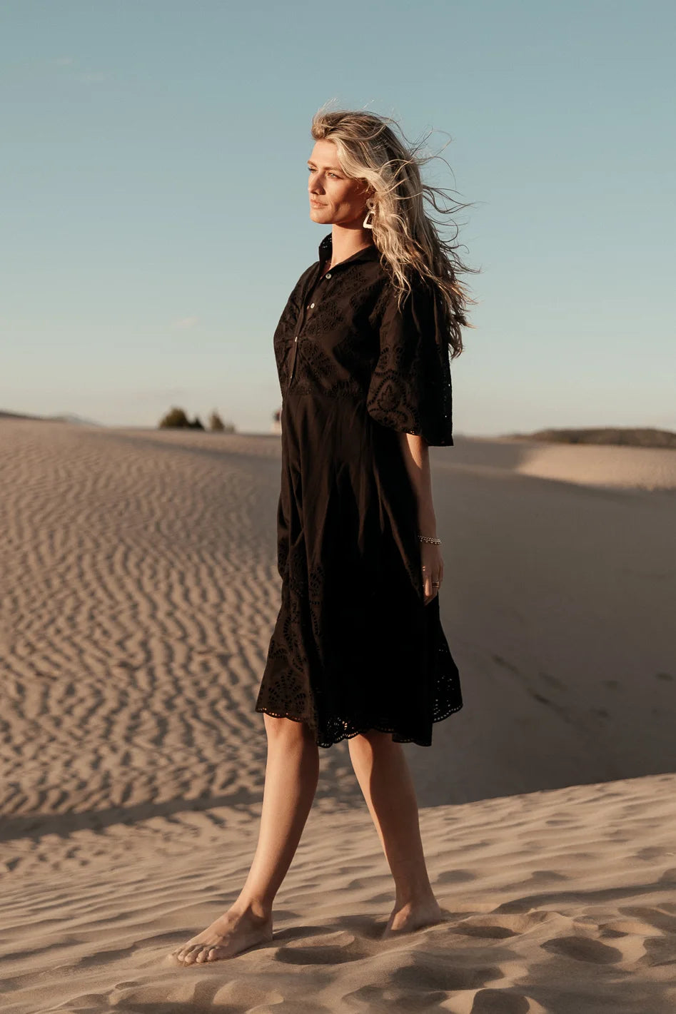 Midi dresses with empire waists for a flattering maternity option Eleanor Eyelet Lace Midi Dress in Black