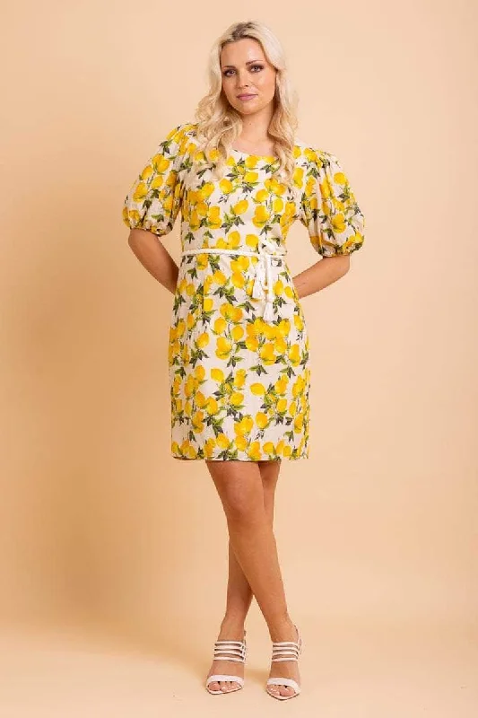 Mini dresses with pom - pom trims for a playful feel Amelie Mini Dress Lemon
