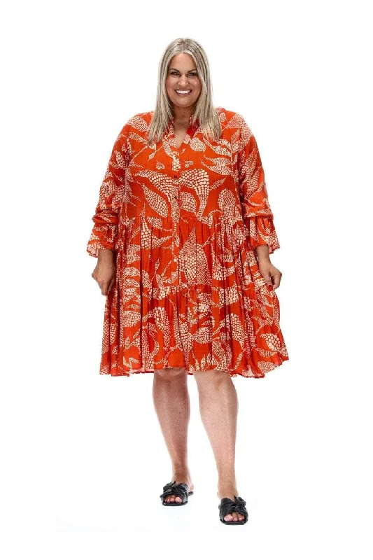 Mini dresses with fringe for a bohemian style Valerie Mini Dress Rust