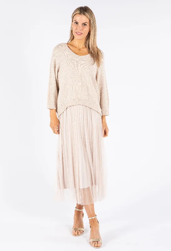 Midi dresses with off - the - shoulder necklines for a flirty look 2 Piece Plisse Dress with Soft Knit Midi dresses with off - the - shoulder necklines for a flirty look 2 Piece Plisse Dress with Soft Knit