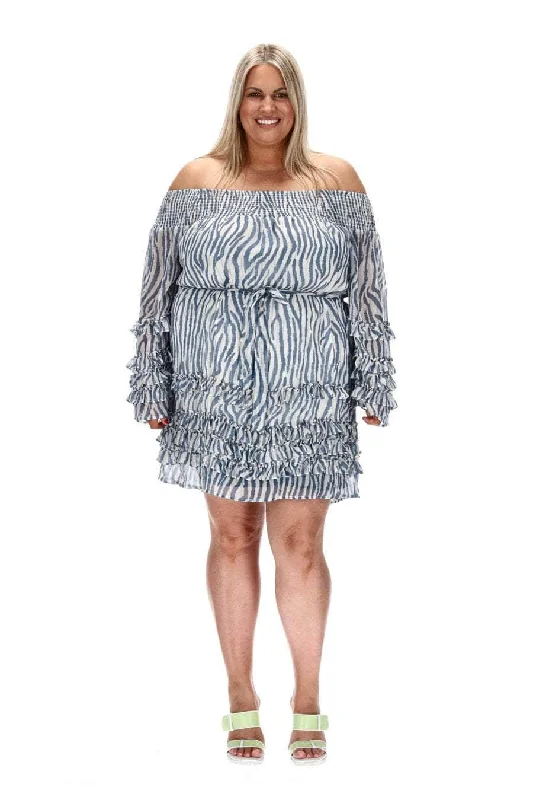 Mini dresses with keyhole necklines Marina Off Shoulder Mini Dress