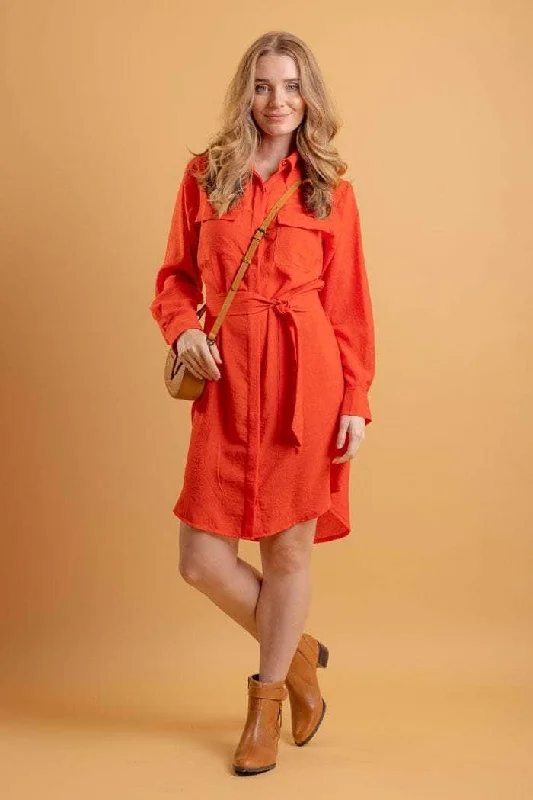 Mini dresses with criss - cross backs for a flirty look Tonya Shirt Dress Orange
