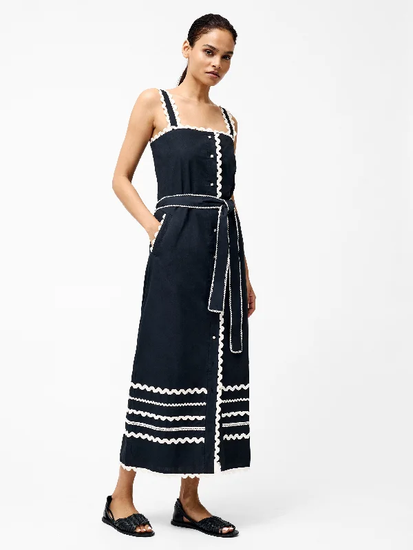 Midi dresses with button - front designs for a classic touch Cambria Cotton Ricrac Dress Midi dresses with button - front designs for a classic touch Cambria Cotton Ricrac Dress