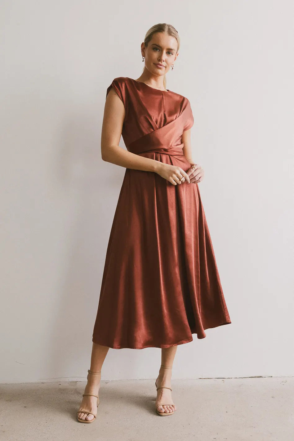 Midi dresses with fringe details for a fun and energetic style Rosalind Midi Dress in Rust