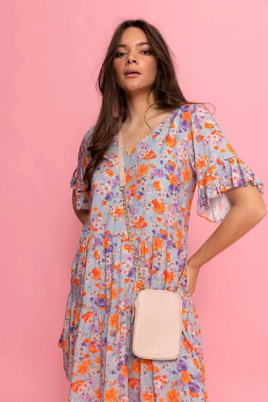 Mini dresses with ribbed textures for a unique appearance Isla Mini Dress Blue Viscose Floral