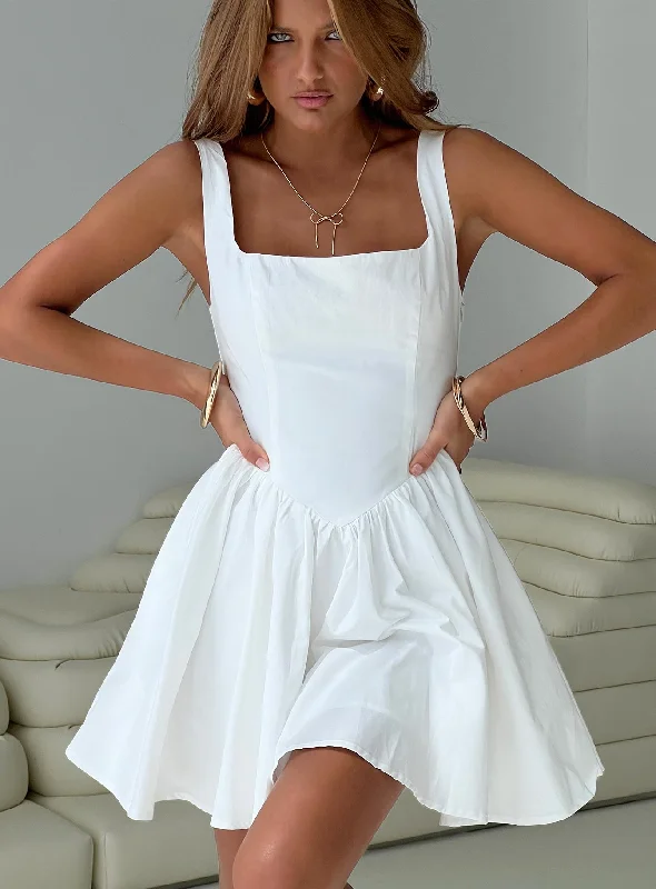 Mini dresses with halter necks for a stylish choice Straplie Mini Dress White