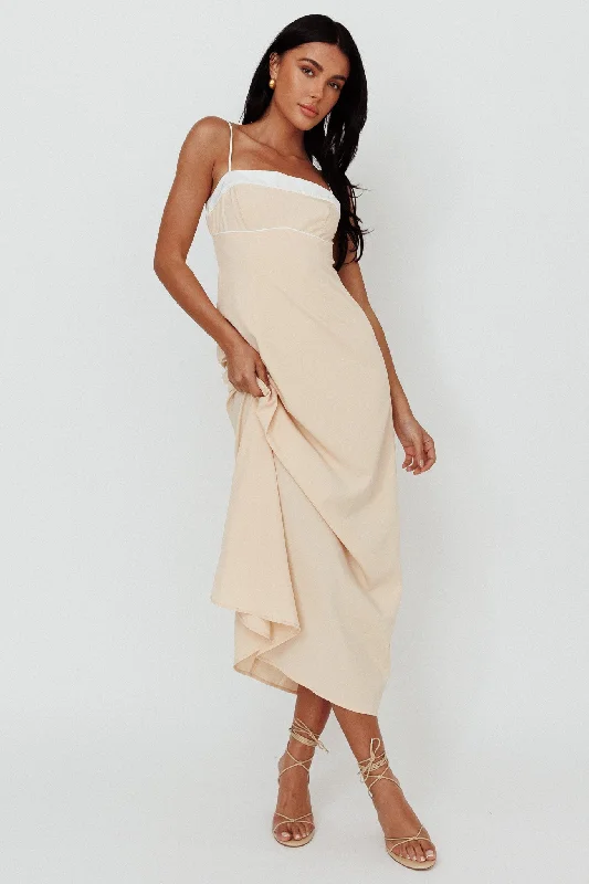 Midi dresses with ruffled hems for a romantic date night Taera Cami Strap Midi Dress Oat Midi dresses with ruffled hems for a romantic date night Taera Cami Strap Midi Dress Oat