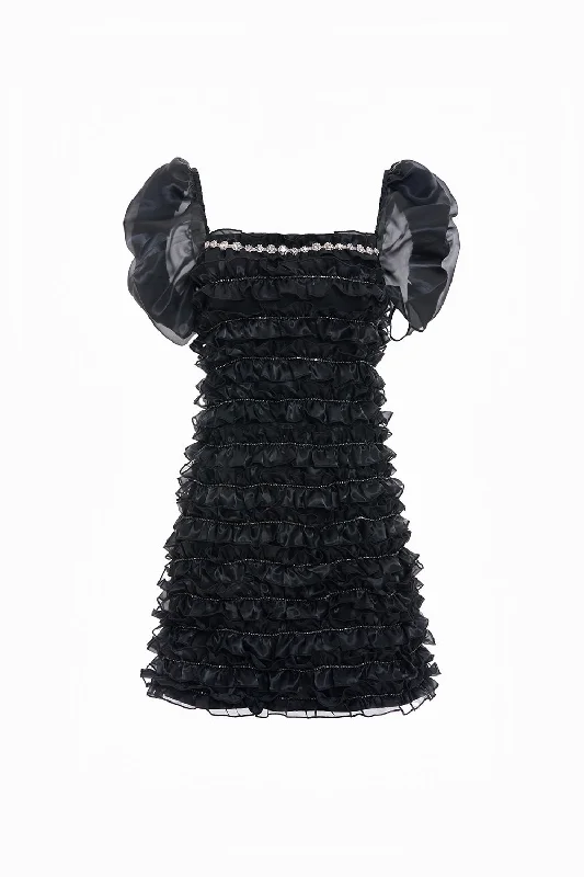 Mini dresses with gathered skirts for a voluminous effect Helena A-line Square Neck Organza Mini Dress Mini dresses with gathered skirts for a voluminous effect Helena A-line Square Neck Organza Mini Dress