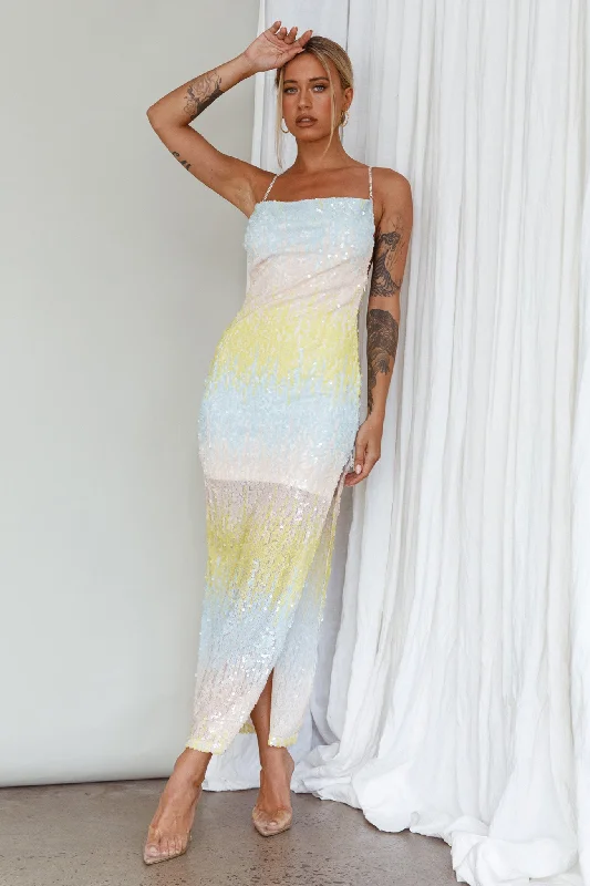 Midi dresses with pleated skirts for a timeless and elegant appeal Gleaming Diamante Strap Midi Dress Sequin Lemon Midi dresses with pleated skirts for a timeless and elegant appeal Gleaming Diamante Strap Midi Dress Sequin Lemon