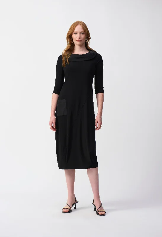 Maxi - inspired midi dresses with flowing fabrics for a beachy vibe Midi Shift Dress With Pockets