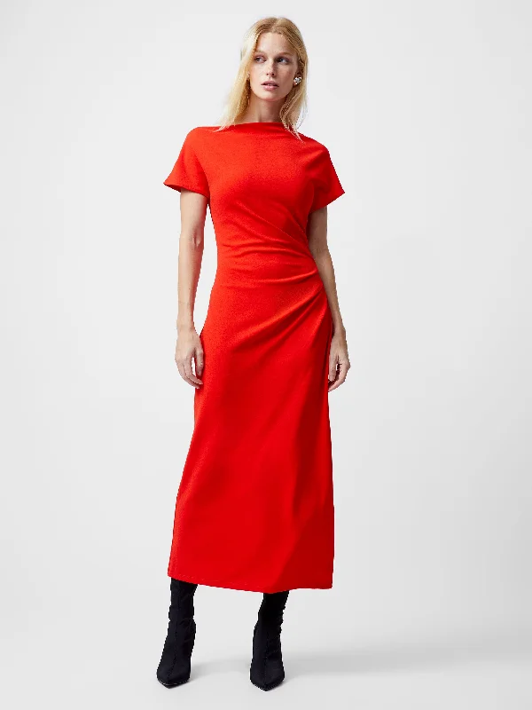 Midi dresses with ruched sleeves for a more fitted and stylish arm look Valetta Gathered Off Shoulder Midi Dress