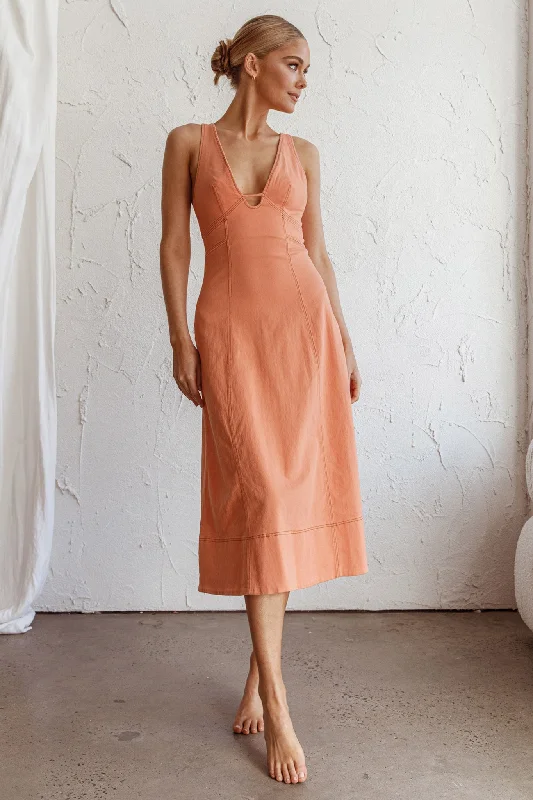 Midi dresses with tassel accents for a bohemian and free - spirited style Elias Decorative Stitch Midi Dress Mango