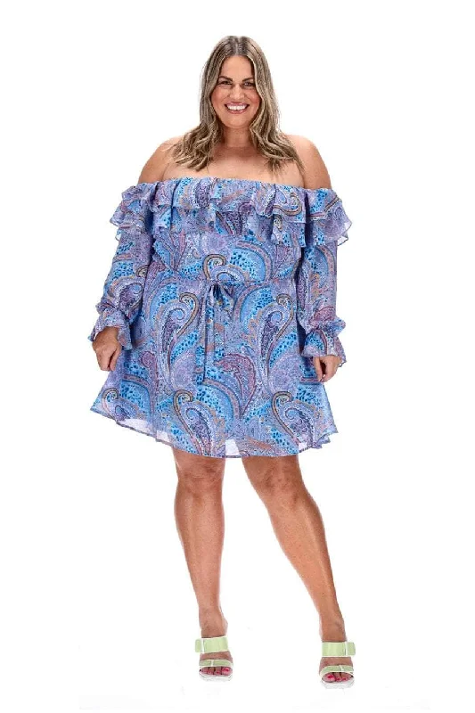 Mini dresses with wrap - around styles Emma Off Shoulder Dress Paisley