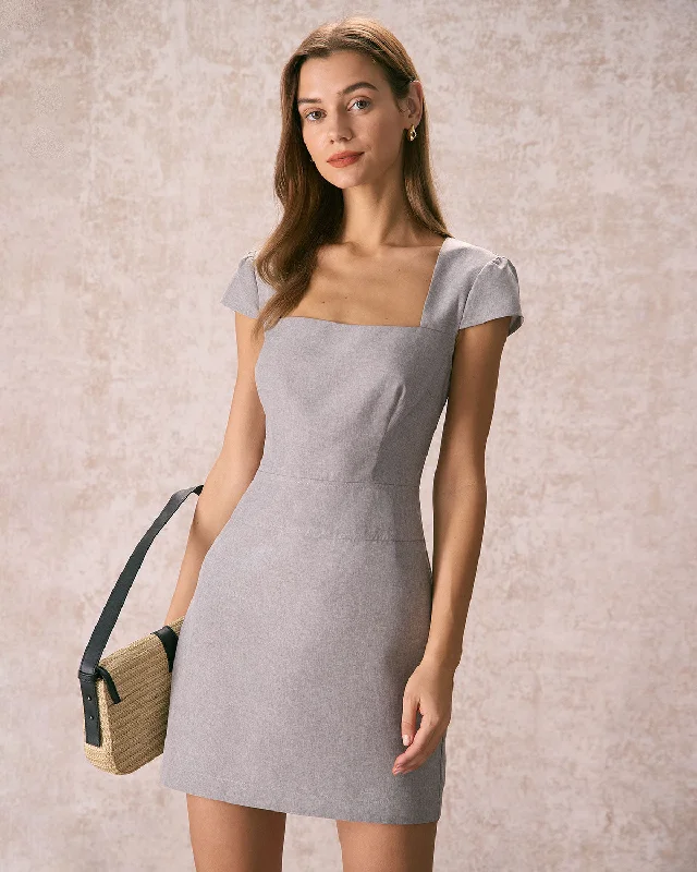 Animal print mini dresses for a bold statement The Grey Square Neck Cap Sleeve Mini Dress Animal print mini dresses for a bold statement The Grey Square Neck Cap Sleeve Mini Dress