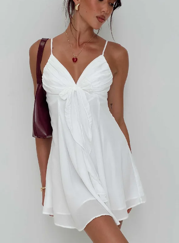 Mini dresses with tiered skirts for added volume Moon Quartz Mini Dress White