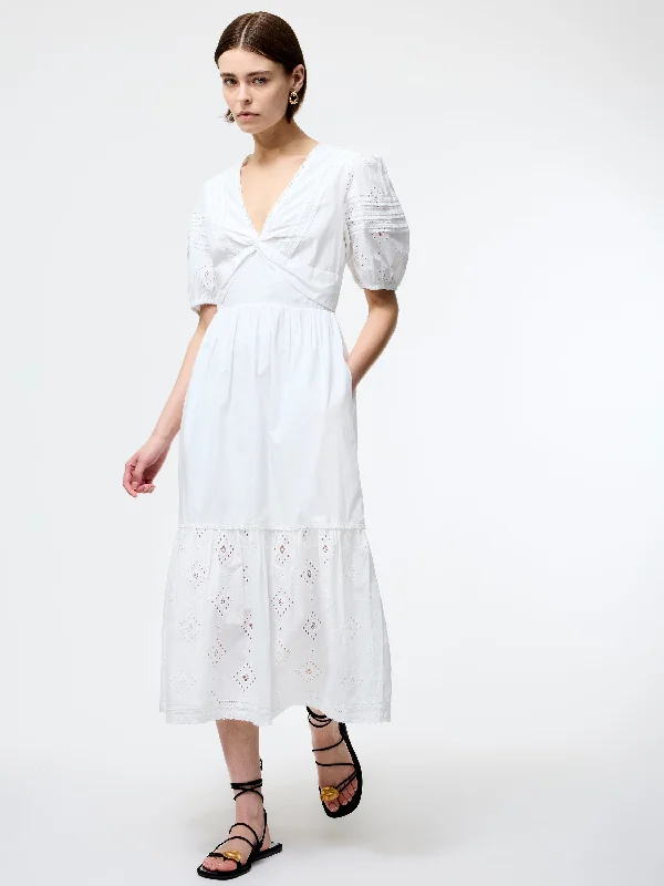 Midi dresses with cold - shoulder cutouts for a trendy style Cambria Cotton Broderie Midi Dress Midi dresses with cold - shoulder cutouts for a trendy style Cambria Cotton Broderie Midi Dress