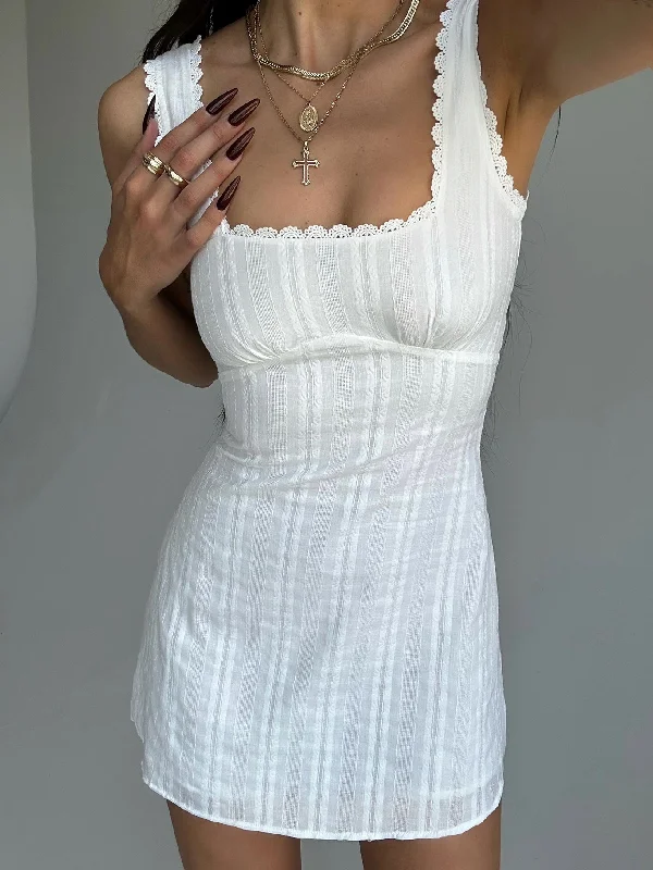 Mini dresses with fringe for a bohemian style Dasha Mini Dress White