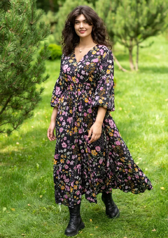 Midi dresses with tiered skirts for a bohemian festival look Simona Mix Flowers Fall Dress