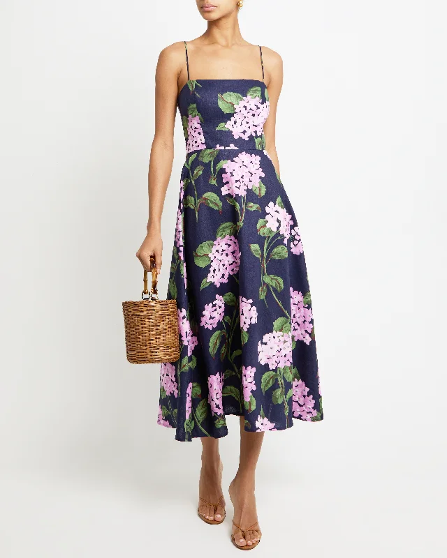 Midi dresses with side slits for a sexy and elegant appearance Khalani Linen Dress