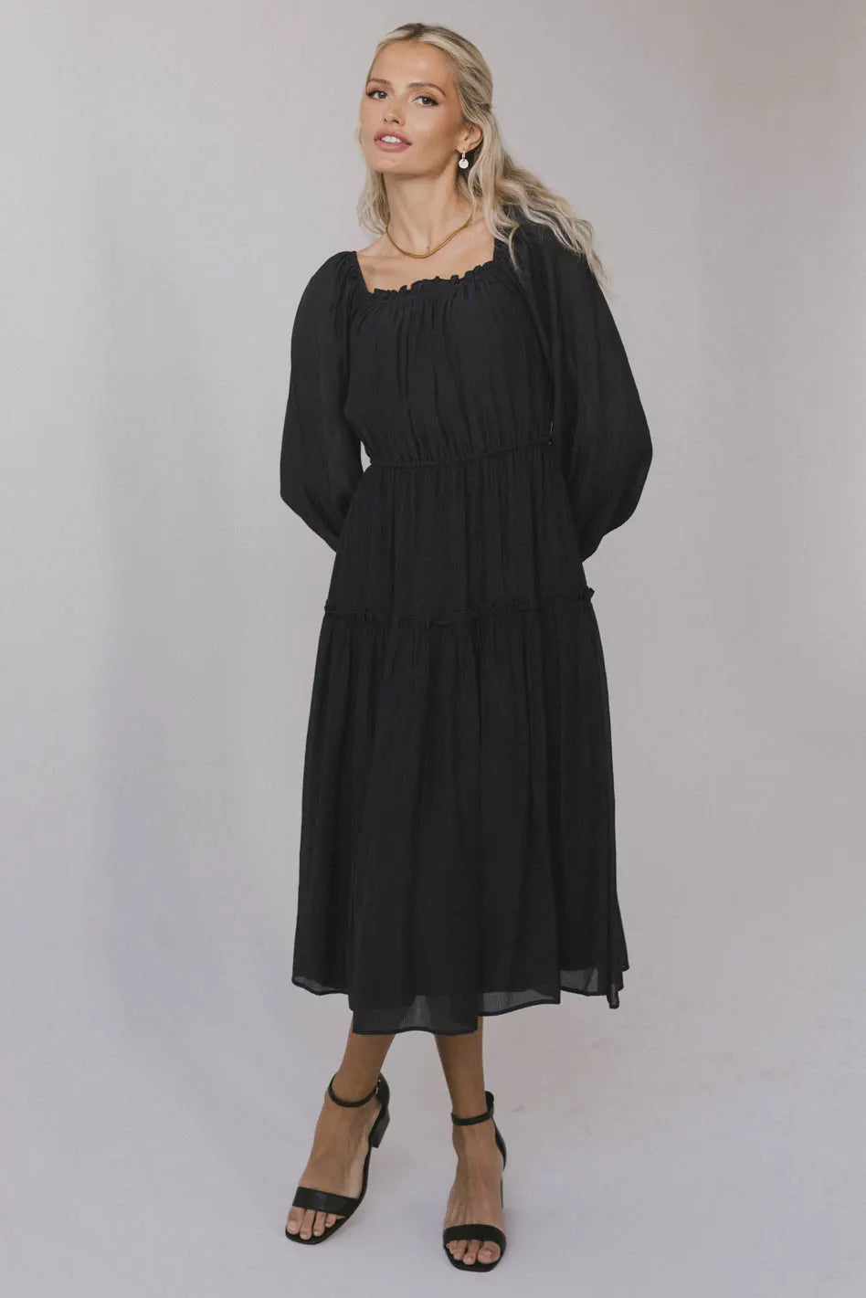 Plaid midi dresses for a fall - themed family gathering Finnian Midi Dress in Navy