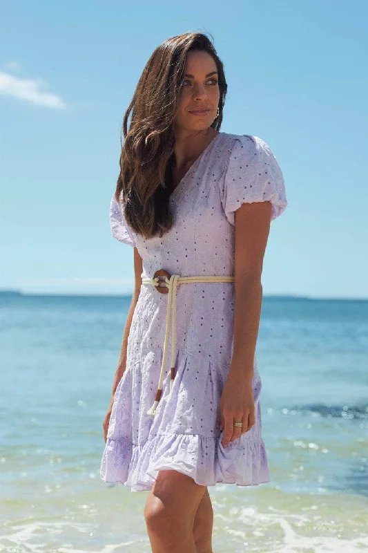 Mini dresses with beaded embellishments for a fancy event Rocky Dress Lilac