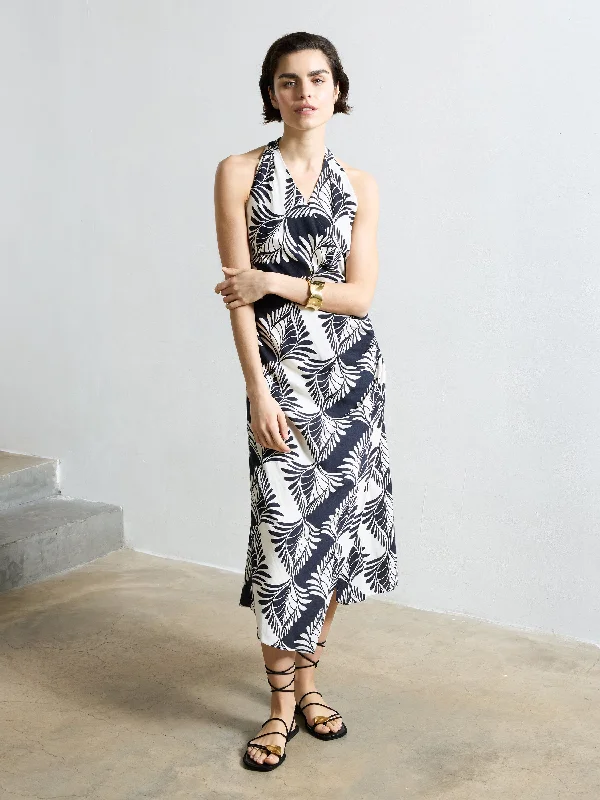 Midi dresses with abstract art prints for an artistic statement Ariette Linen Blend Crossover Midi Dress Midi dresses with abstract art prints for an artistic statement Ariette Linen Blend Crossover Midi Dress
