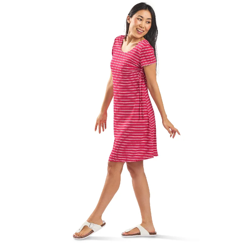 Mini dresses with pom - pom trims for a playful feel Women's Striped Short Sleeve Dress Mini dresses with pom - pom trims for a playful feel Women's Striped Short Sleeve Dress