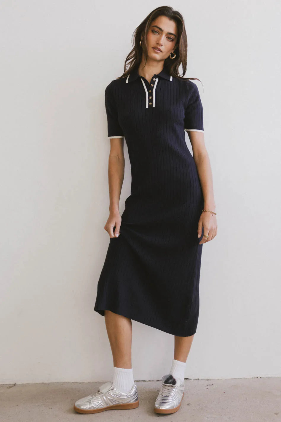 Midi dresses with belted waists to accentuate the figure Posie Ribbed Knit Midi Dress Midi dresses with belted waists to accentuate the figure Posie Ribbed Knit Midi Dress