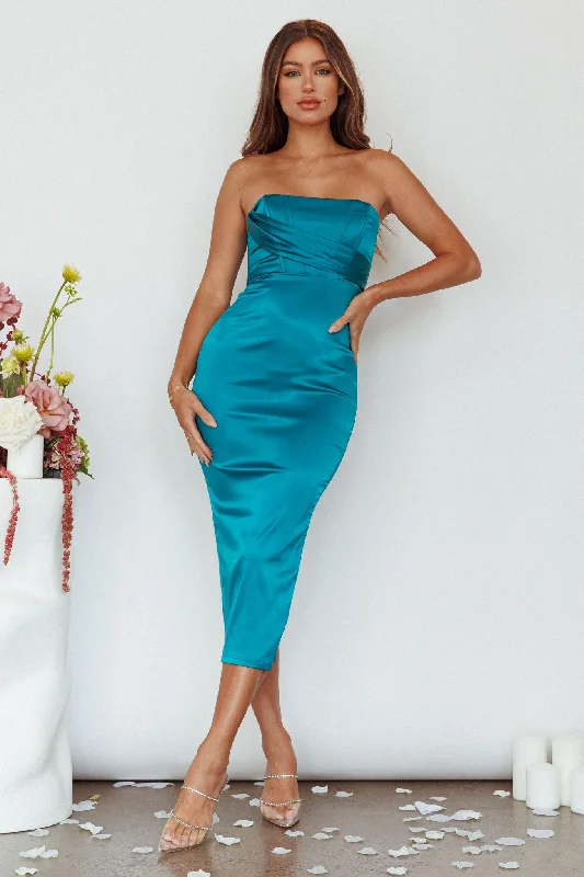 Midi dresses with halter necks for a stylish and comfortable option Still Mine Strapless Midi Dress Green