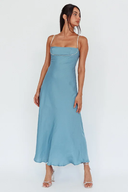 Midi dresses with cold - shoulder cutouts for a trendy style Linka Diamante Strap Maxi Dress Steel Midi dresses with cold - shoulder cutouts for a trendy style Linka Diamante Strap Maxi Dress Steel