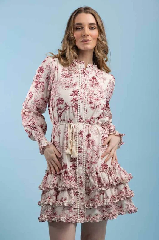 Mini dresses with abstract prints for an artistic look Rickie Shirt Dress Maroon