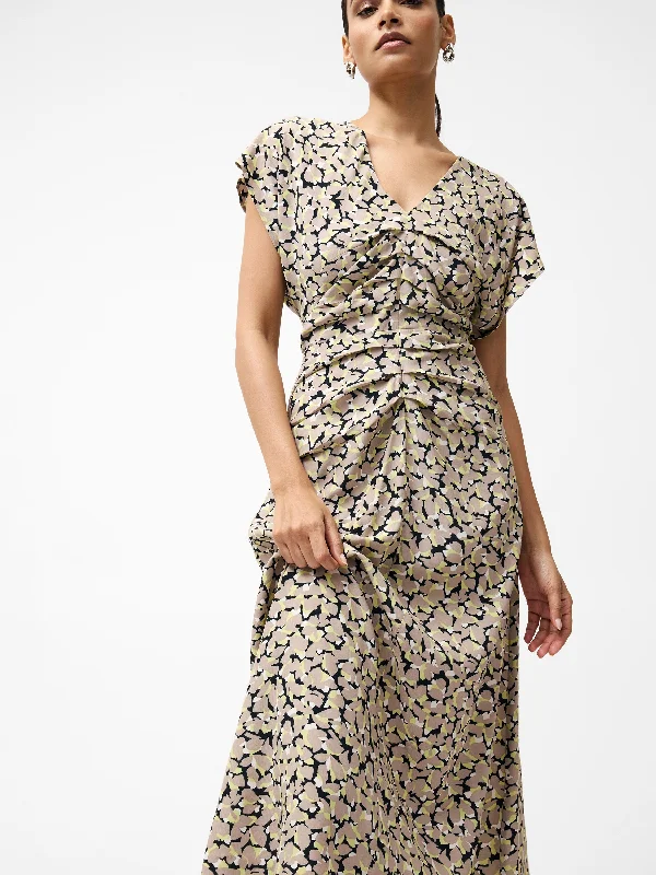 Midi dresses with polka dot prints for a playful summer outfit Lillian Eco Draped Front Midi Dress