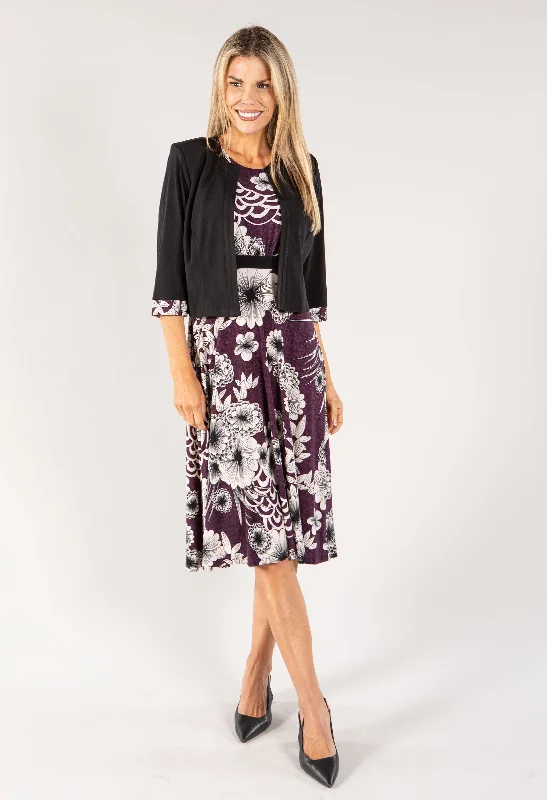 Midi dresses with polka dot prints for a playful summer outfit Two Piece Floral Dress and Jacket