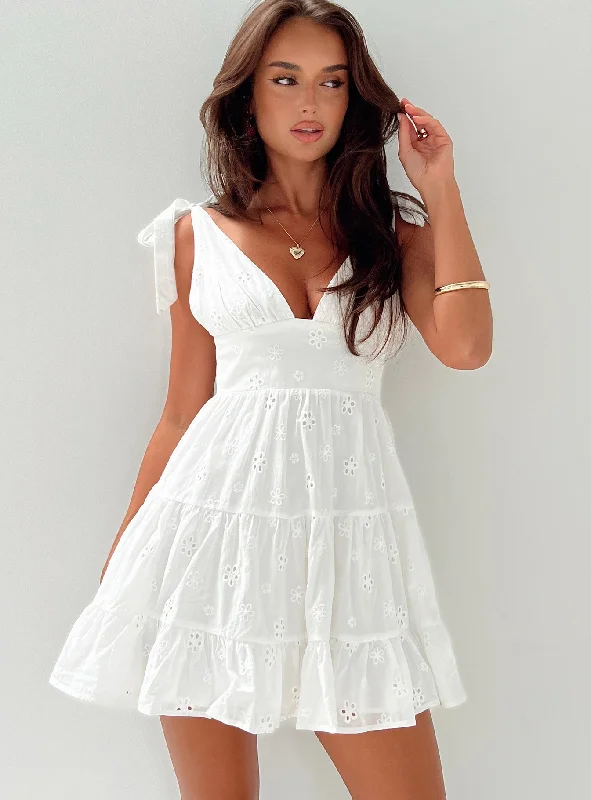 Cotton mini dresses for a comfortable everyday option Galvis Mini Dress White