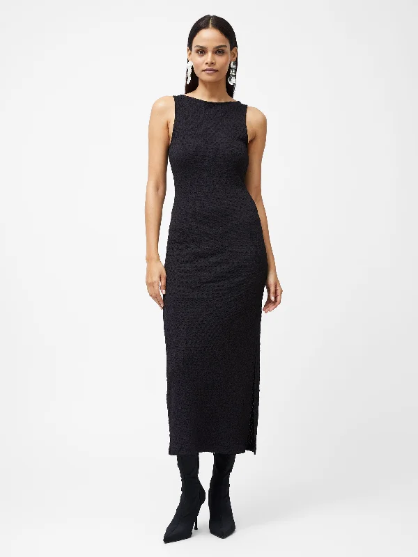 Midi dresses with asymmetric hems for a fashion - forward and dynamic appearance Sadie Textured Boat Neck Dress