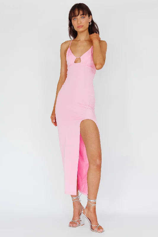 Midi dresses with bow accents for a sweet and charming look Summer Rose Front Split Midi Dress Pink Midi dresses with bow accents for a sweet and charming look Summer Rose Front Split Midi Dress Pink