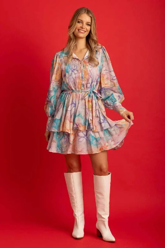 Mini dresses with cold - shoulder designs Larissa Mini Shirt Dress Pastel