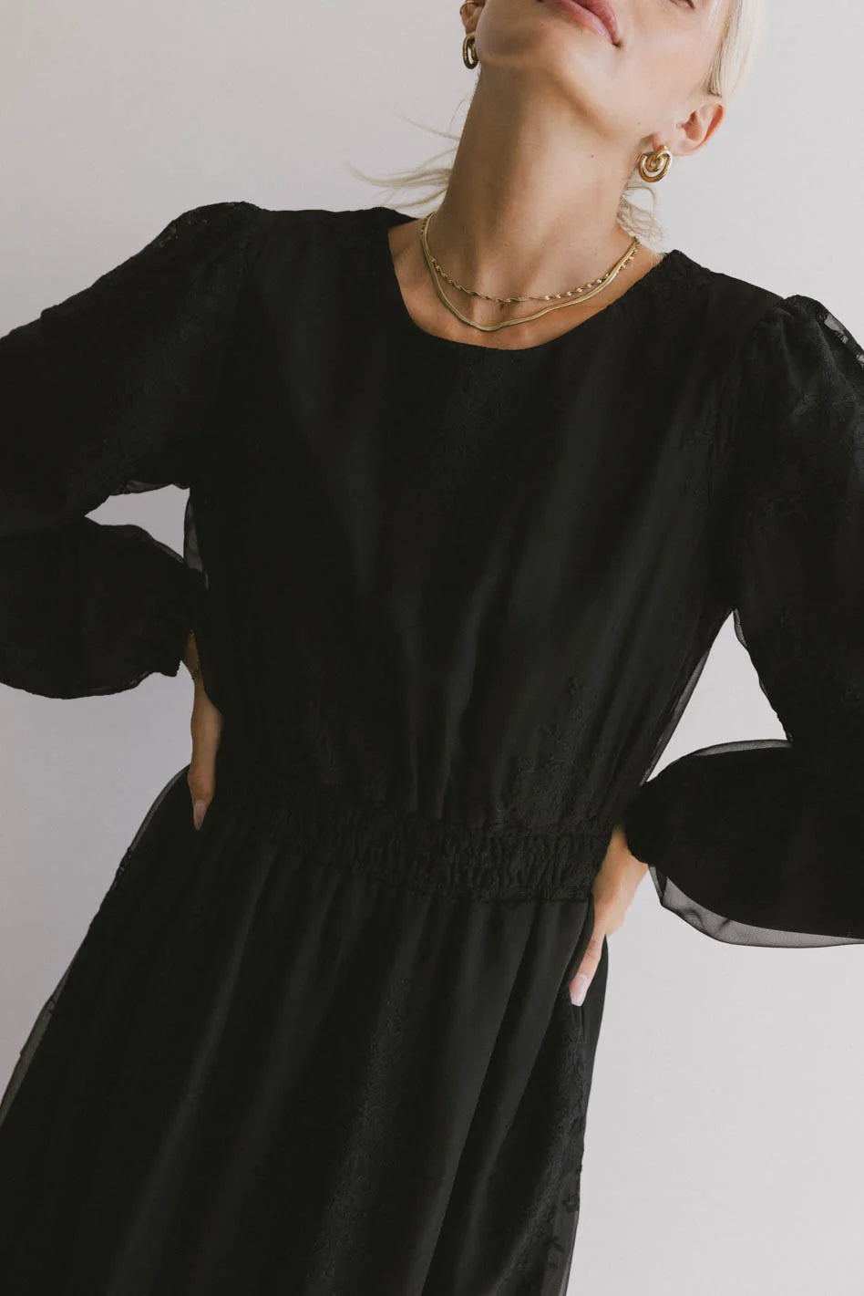 Midi dresses with tassel accents for a bohemian and free - spirited style Andee Embroidered Midi Dress in Black Midi dresses with tassel accents for a bohemian and free - spirited style Andee Embroidered Midi Dress in Black