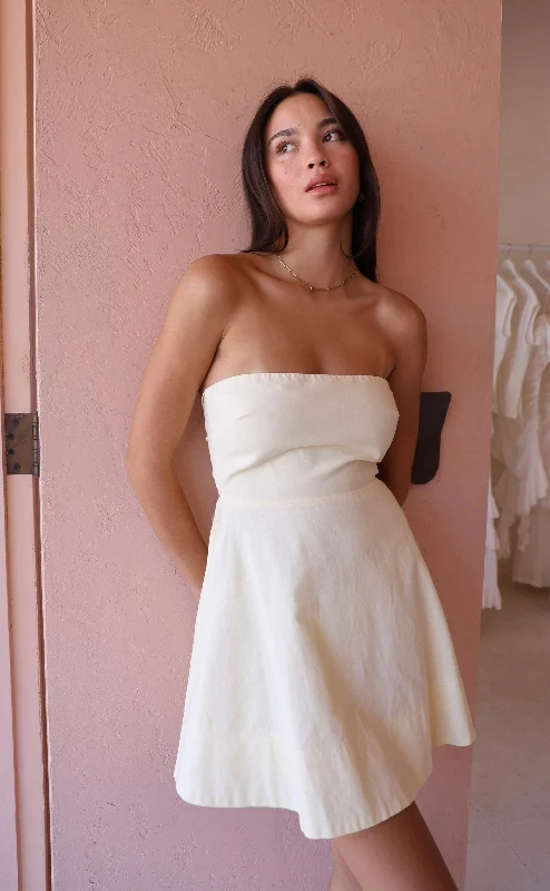 Mini dresses with cold - shoulder designs By Nicola Wavy Strapless Mini Dress in Lemon Mini dresses with cold - shoulder designs By Nicola Wavy Strapless Mini Dress in Lemon