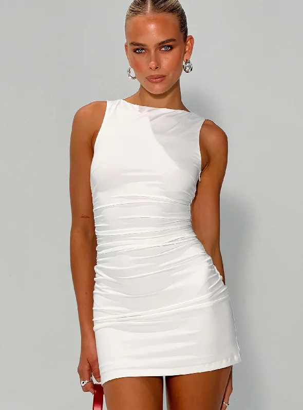 Mini dresses with polka dot patterns Eklund Mini Dress White