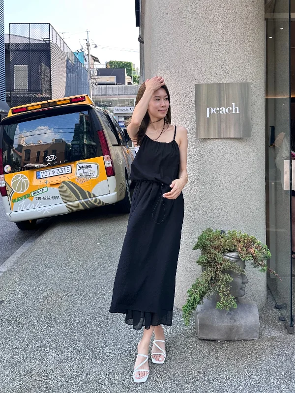 Midi dresses with asymmetric hems for a fashion - forward and dynamic appearance Double Layer Chiffon Maxi Dress