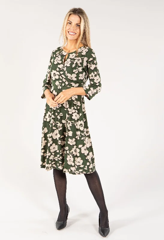 Midi dresses with wrap - around skirts for a customizable fit Wrap Bodice Keyhole Neckline Dress