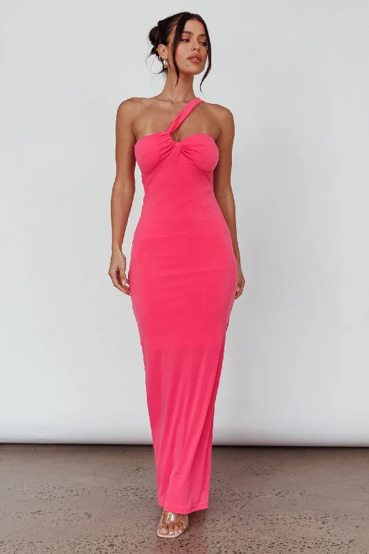 Sleeveless midi dresses with lace details for summer weddings Trinny One-Shoulder Ruched Back Midi Dress Hot Pink Sleeveless midi dresses with lace details for summer weddings Trinny One-Shoulder Ruched Back Midi Dress Hot Pink