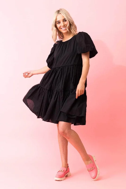 Mini dresses with embroidered details for a unique touch Brittany Cotton Dress Black
