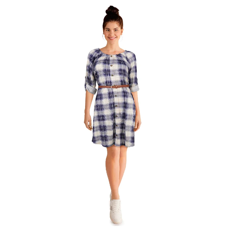 Mini dresses with mesh panels for a sexy and trendy look mySTYLE Women's Quest Belted Plaid Dress Mini dresses with mesh panels for a sexy and trendy look mySTYLE Women's Quest Belted Plaid Dress