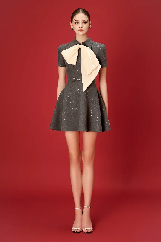 Mini dresses with ruched bodices for a feminine touch Mina A-line Bow Tie Polycotton Mini Dress Mini dresses with ruched bodices for a feminine touch Mina A-line Bow Tie Polycotton Mini Dress