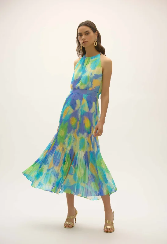 Midi dresses with gathered skirts for a full and flowing silhouette Sleeveless Abstract Maxi Dress Midi dresses with gathered skirts for a full and flowing silhouette Sleeveless Abstract Maxi Dress